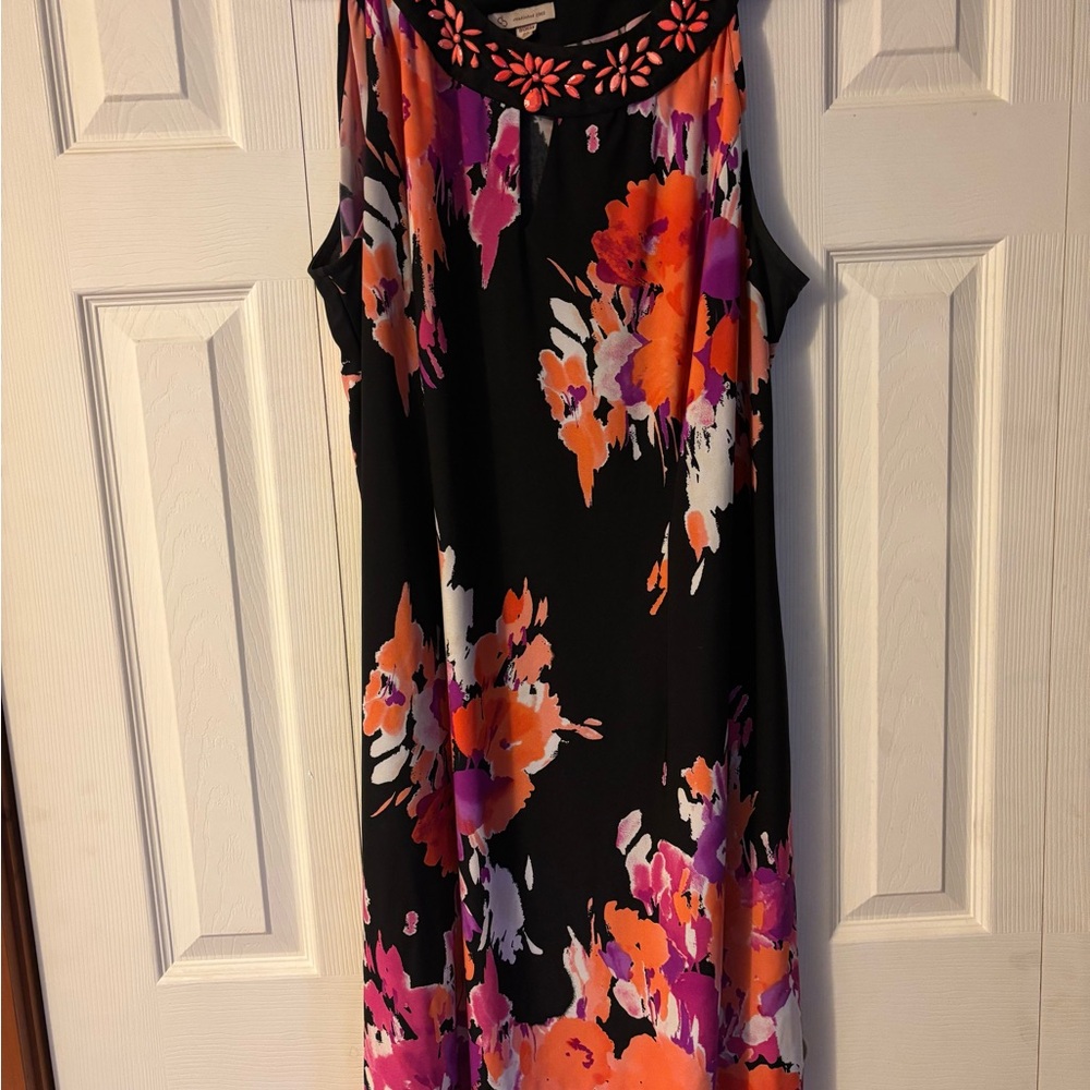 Floral Black Midi Dress